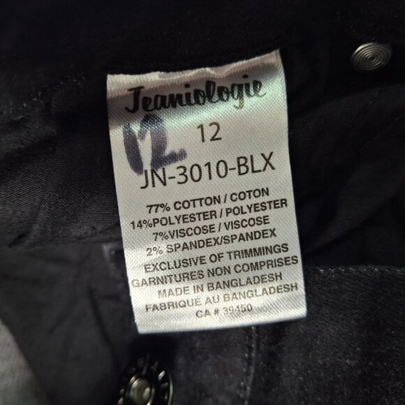 Jeaniologie Womens Bootcut Mid Rise Jeans Size 12 Black Wash Vintage - Picture 14 of 15
